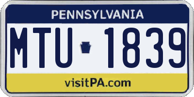PA license plate MTU1839
