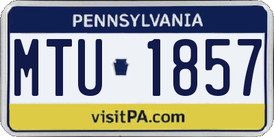 PA license plate MTU1857