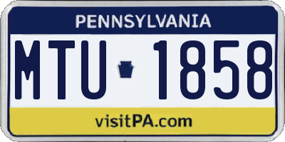PA license plate MTU1858