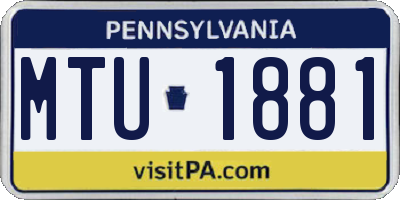 PA license plate MTU1881