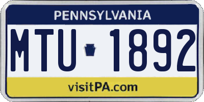PA license plate MTU1892