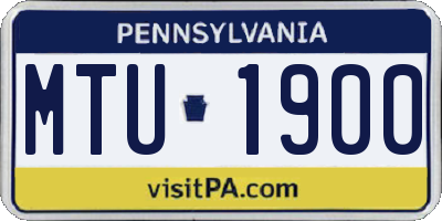 PA license plate MTU1900