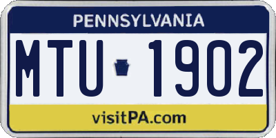 PA license plate MTU1902