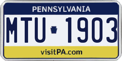 PA license plate MTU1903