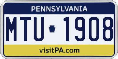 PA license plate MTU1908