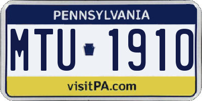 PA license plate MTU1910