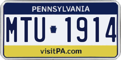 PA license plate MTU1914