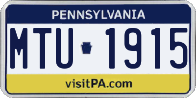 PA license plate MTU1915
