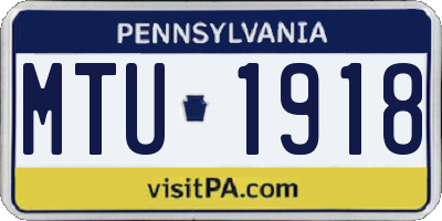 PA license plate MTU1918