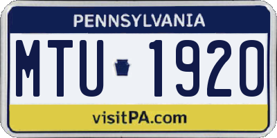 PA license plate MTU1920