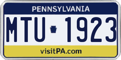 PA license plate MTU1923