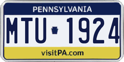 PA license plate MTU1924