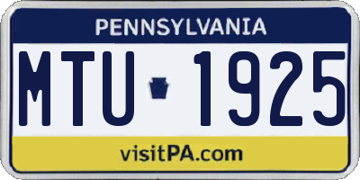 PA license plate MTU1925