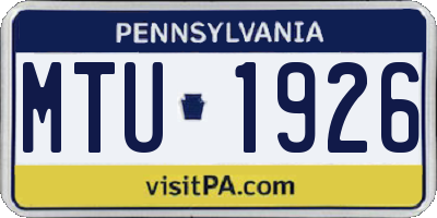 PA license plate MTU1926