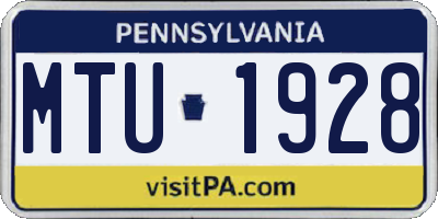 PA license plate MTU1928
