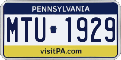 PA license plate MTU1929