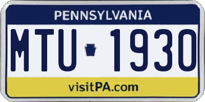PA license plate MTU1930