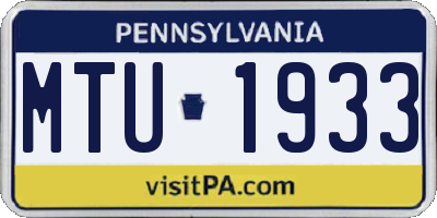 PA license plate MTU1933