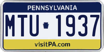 PA license plate MTU1937