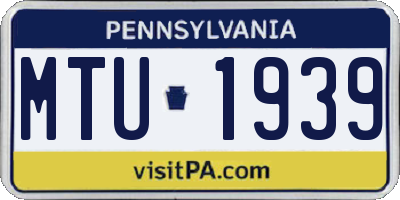 PA license plate MTU1939