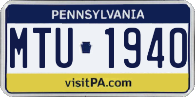 PA license plate MTU1940