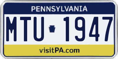 PA license plate MTU1947
