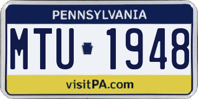 PA license plate MTU1948