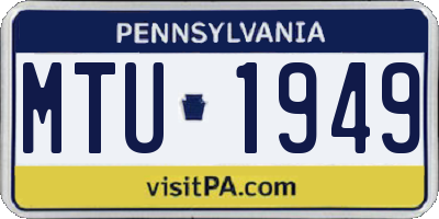 PA license plate MTU1949