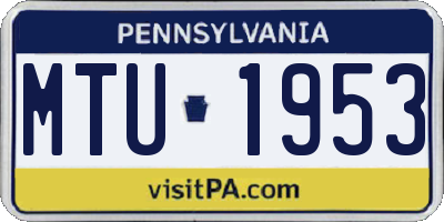 PA license plate MTU1953