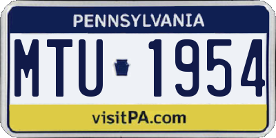 PA license plate MTU1954