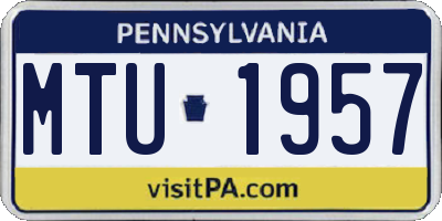 PA license plate MTU1957