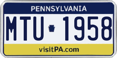 PA license plate MTU1958