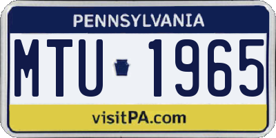 PA license plate MTU1965