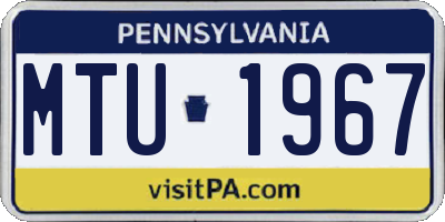 PA license plate MTU1967