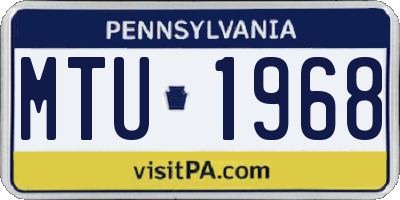PA license plate MTU1968