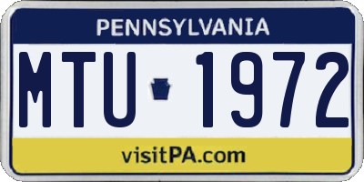 PA license plate MTU1972