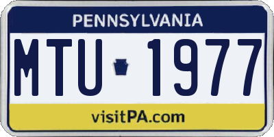 PA license plate MTU1977