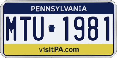 PA license plate MTU1981