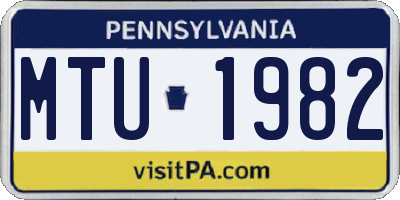 PA license plate MTU1982