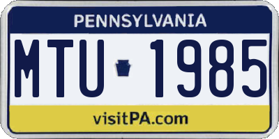 PA license plate MTU1985
