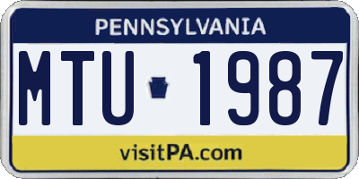 PA license plate MTU1987