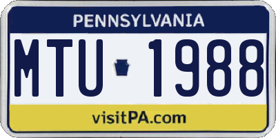 PA license plate MTU1988