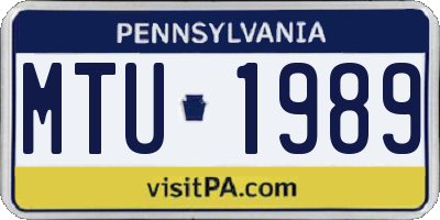 PA license plate MTU1989