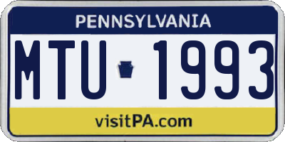 PA license plate MTU1993