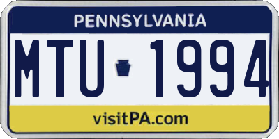 PA license plate MTU1994