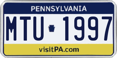 PA license plate MTU1997