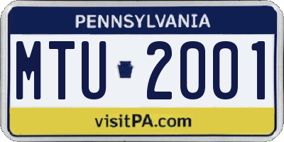 PA license plate MTU2001