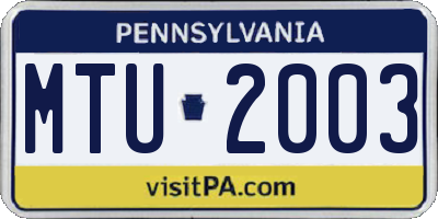 PA license plate MTU2003