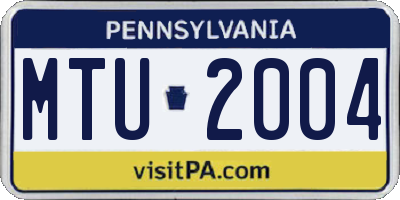 PA license plate MTU2004