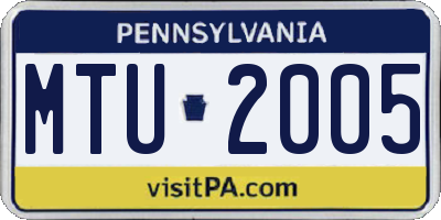 PA license plate MTU2005